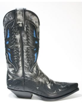 6885 Sendra Boots Cowboystiefel Negra Flora Blanco